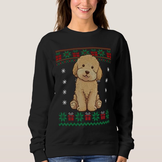 Moletom Goldendoodle Dog Ugly Sweater Christmas Puppy Dog  (Frente)
