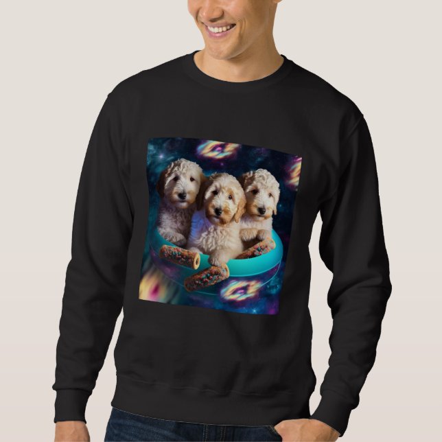 Moletom Goldendoodle In Space With Donuts Cute Doodle Boys (Frente)