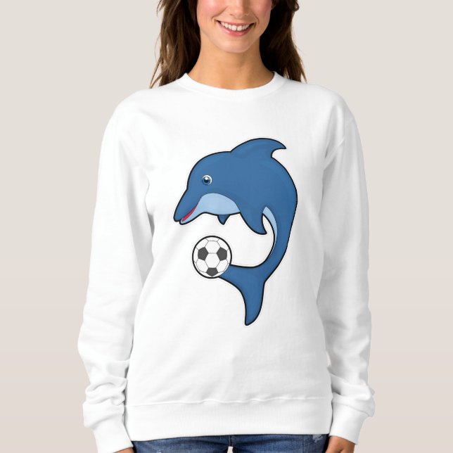 Moletom Golfinho como jogador de futebol com bola de futeb (Frente)