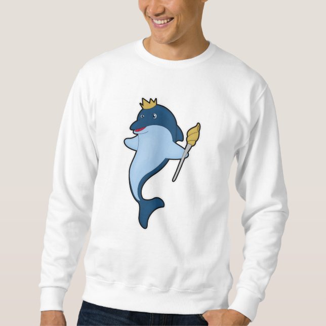 Moletom Golfinho como rei com Funcionarios e coroa (Frente)