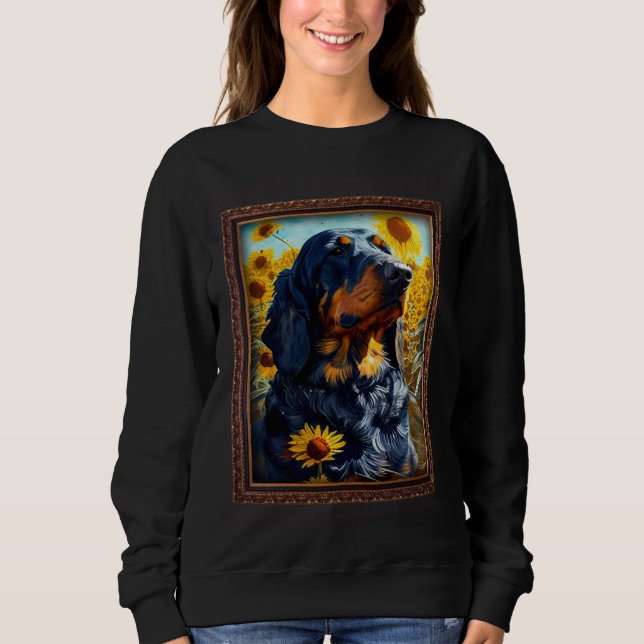 Moletom Gordon Setter Painting Sunflower Flower Mom Women  (Frente)