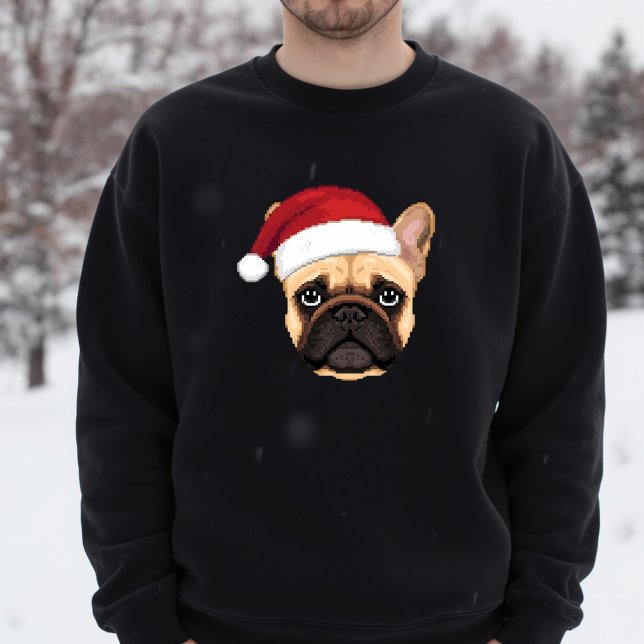 Moletom Gorducho francês fofo chapéu de Natal de Papai Noe (Criador carregado)