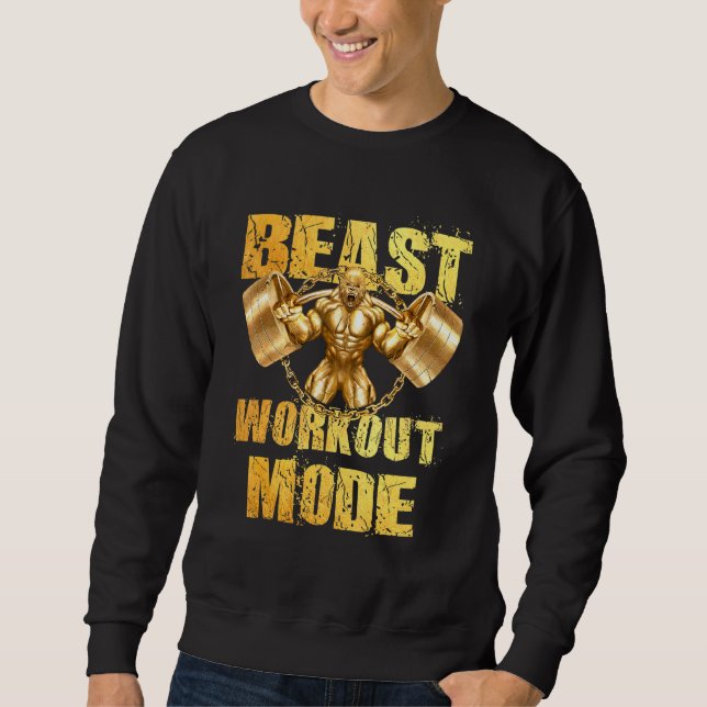 Moletom Gorilla Beast Workout Mode Dourado Levantamento Pe (Frente)