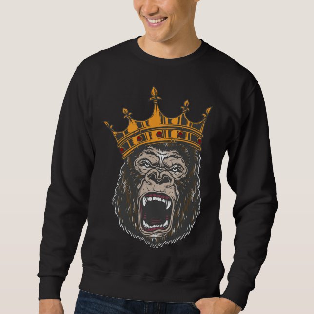 Moletom Gorilla King angry gorilla face for men women kids (Frente)