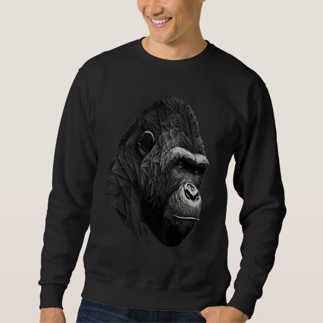 Moletom Gorilla Monkey Polygon Geométrico Animais Impressã (Frente)