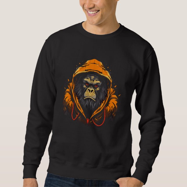 Moletom Gorilla Wearing Hoodie Ape Wildlife Artwork Monkey (Frente)