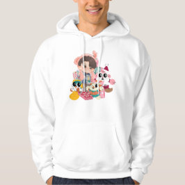 Moletom Gorro de Coelho Kawaii Chibi & Pelúcias de Inverno