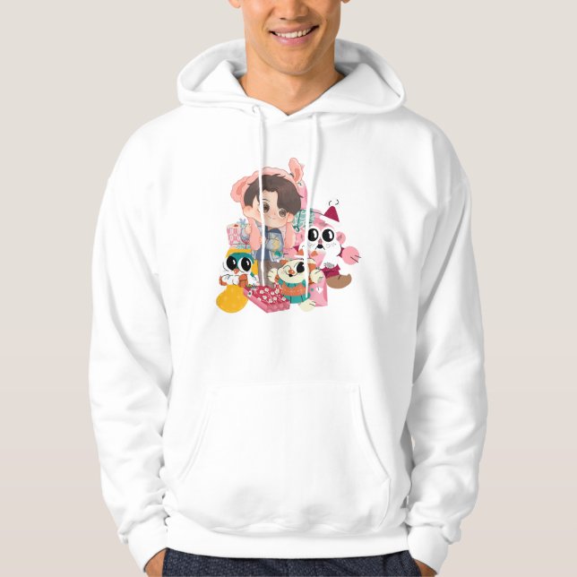 Moletom Gorro de Coelho Kawaii Chibi & Pelúcias de Inverno (Frente)