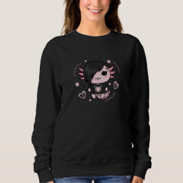 Moletom Goth E-Girl Axolotl with Pink Chains and Hearts