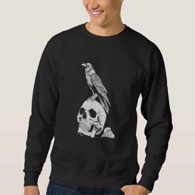 Moletom Gothic Animal Raven Creepy Bird Skull Spooky Vikin (Frente)
