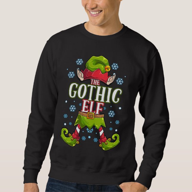 Moletom Gothic Elf Matching Family Group Christmas Party (Frente)