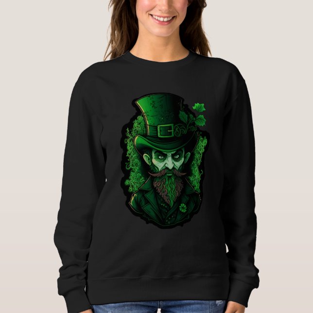 Moletom Gothic Leprechaun Creepy St Patrick Day Goth (Frente)