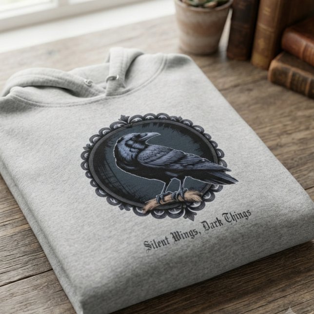Moletom Gótico Corvo Academia Alternativa Sombria (Alternative raven graphic hoodie for dark academia fans for birthdays or anniversaries.)