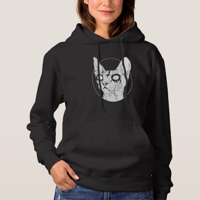 Moletom Gótico De Gato I De Esfina Metálica Preta E Metal  (Frente)