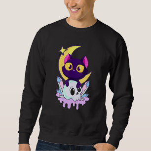 Moletom Gótico Pastel Moon Wiccan Animal Cat Skull