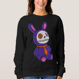 Moletom Gótico Pia-Rosa-Rosa, Urso Cinzento Voodoo Boneca 