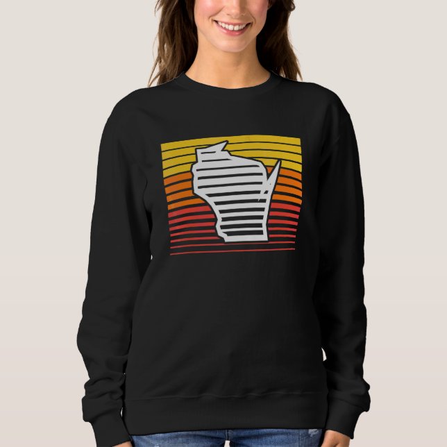 Moletom Gradiente Retrowave Nostálgico em Forma de Wiscons (Frente)