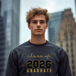 Moletom Graduado Minimalista Negro Dorado Clase de 2026