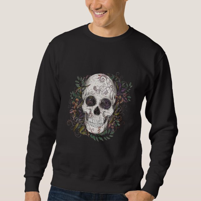 Moletom Gráfico Antigo Flor Caveira Sorridente (Frente)