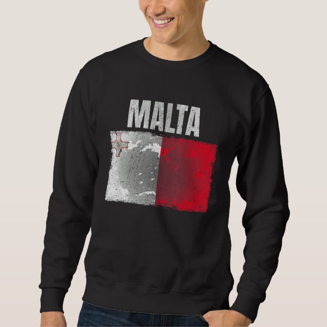 Moletom Gráfico De Bandeira De Malta Distante Para Homens  (Frente)