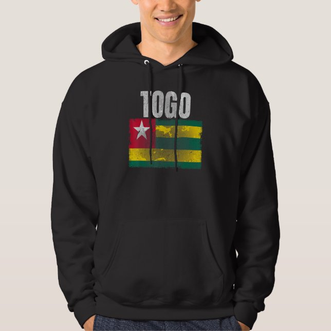 Moletom Gráfico De Bandeira Do Togo Com Distância Para Hom (Frente)