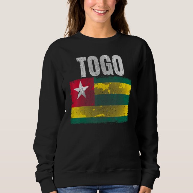 Moletom Gráfico De Bandeira Do Togo Com Distância Para Hom (Frente)