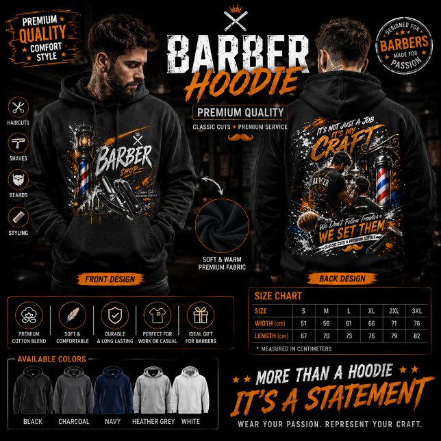 Moletom Gráfico de Barbearia (Criador carregado)