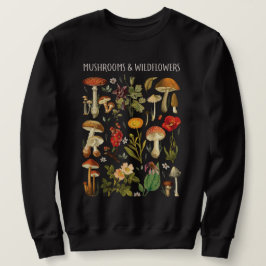 Moletom Gráfico de Cogumelos e Flores Silvestres Retrô Vin