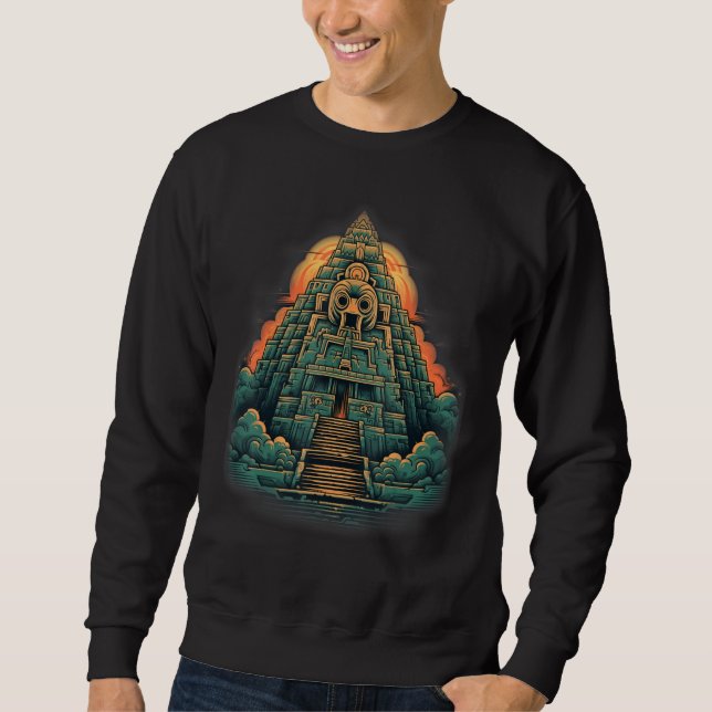 Moletom Gráfico do Templo da Selva Mística Pirâmide Azteca (Frente)