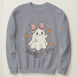 Moletom Gráficos de Halloween com Laço de Fantasma Fofo Vi