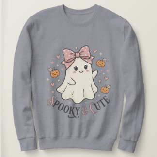 Moletom Gráficos de Halloween com Laço de Fantasma Fofo Vi
