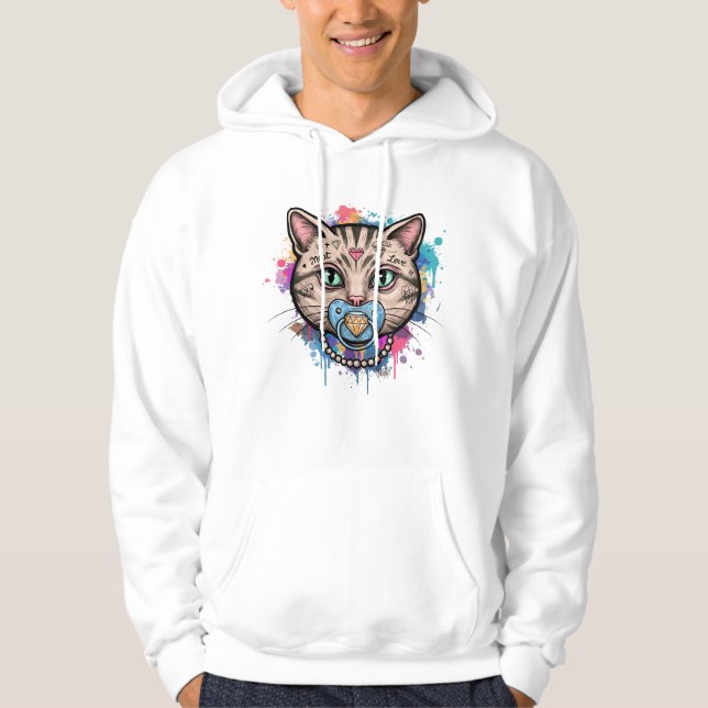 Moletom Grafite Gato Rosto Hoodie (Frente)