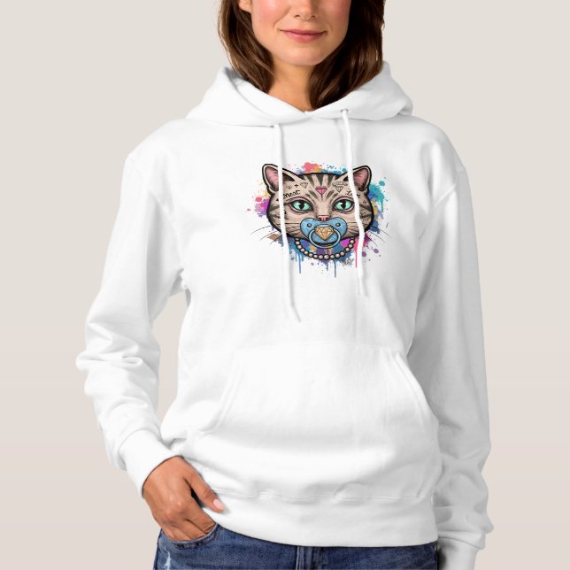Moletom Grafite Gato Rosto Hoodie (Frente)