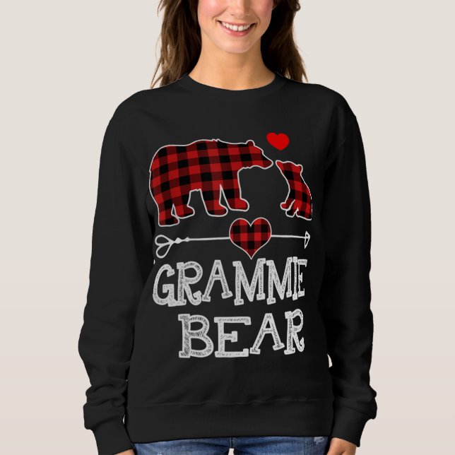 Moletom Grammie Bear Natal Pajama Xadrez Vermelha Buffalo  (Frente)