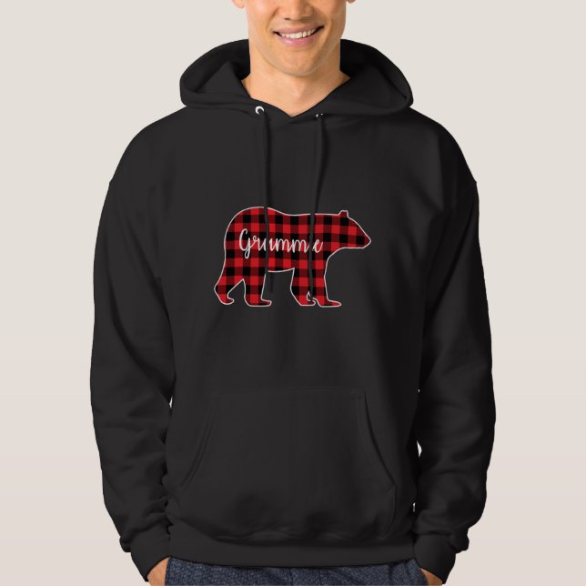 Moletom Grammie Bear Red Xadrez Familiar de Natal P (Frente)