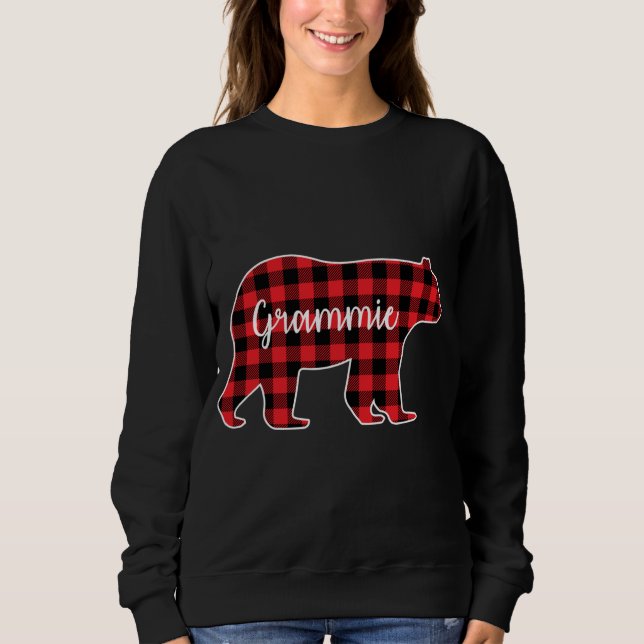 Moletom Grammie Bear Red Xadrez Familiar de Natal P (Frente)