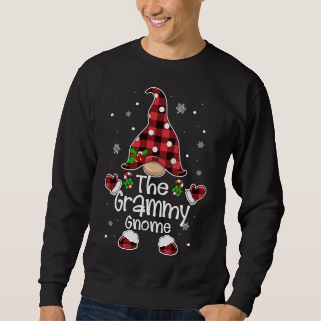 Moletom Grammy Gnomo Red Xadrez Matching Family Natal P (Frente)