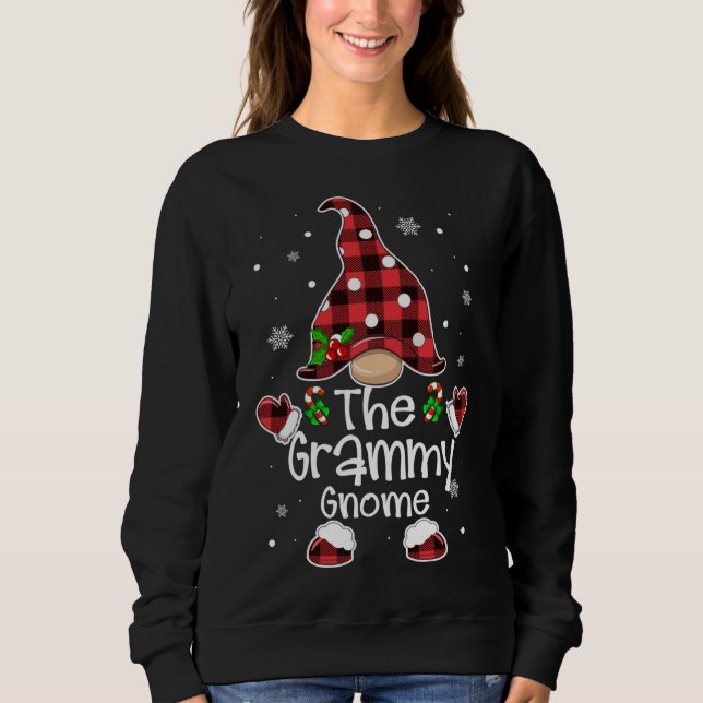 Moletom Grammy Gnomo Red Xadrez Matching Family Natal P (Frente)