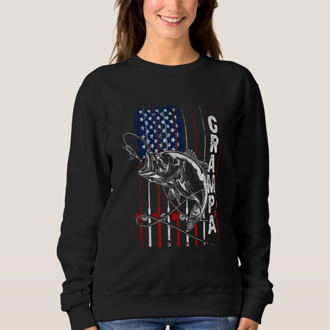 Moletom Grampa Fishing American Flag Vintage (Frente)