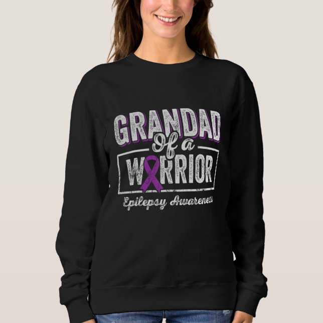 Moletom Grandad of a Warrior Epilepsy Grandad Purple Ribbo (Frente)
