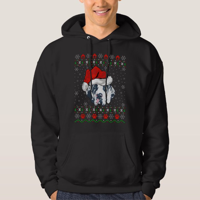 Moletom Grande Cachorro Dane Xmas Dando um Bom Natal (Frente)