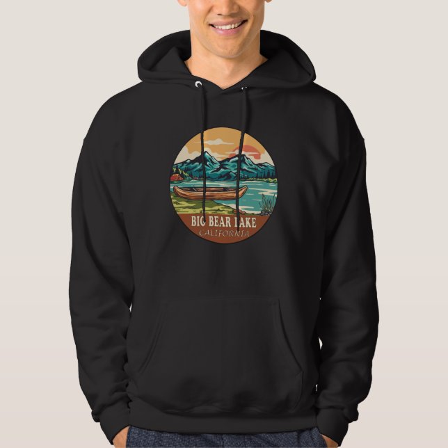 Moletom Grande Urso Lago California Barco Emblema de Pesca (Frente)