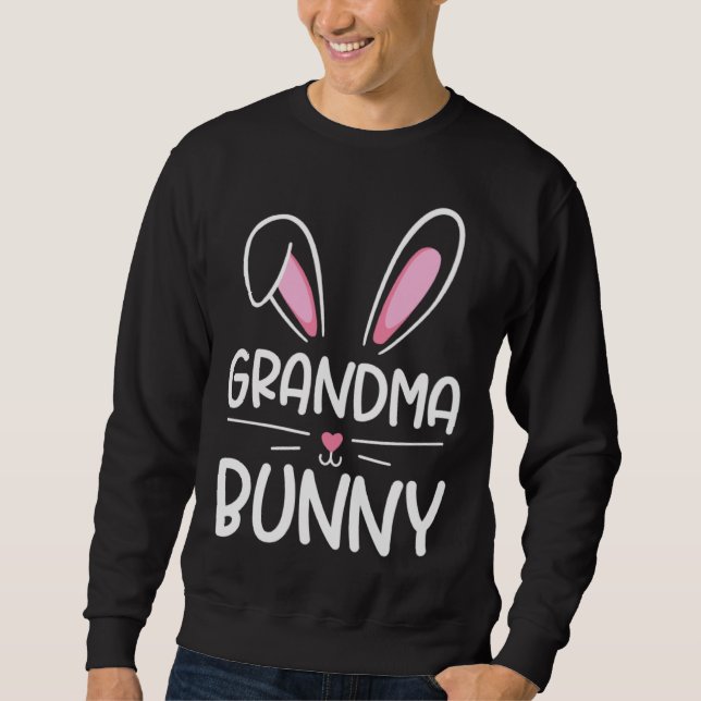 Moletom Grandma Bunny Happy Easter Day Men Women Matching  (Frente)