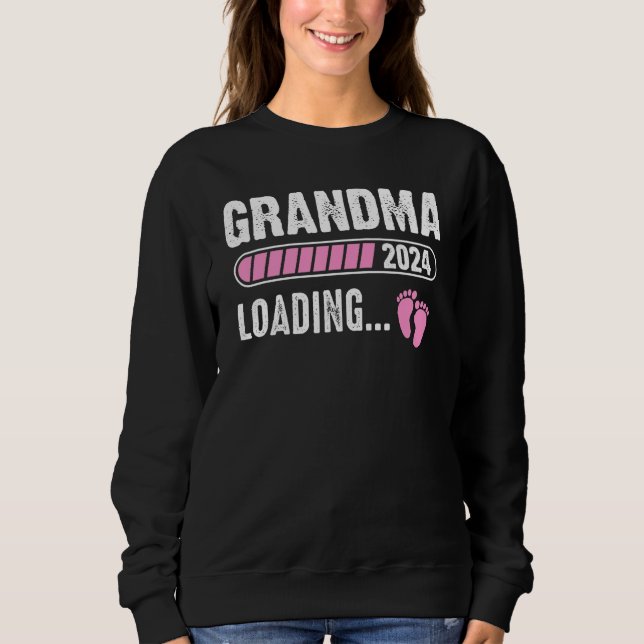 Moletom Grandma Loading 2024 Baby Announcement Promoted To (Frente)