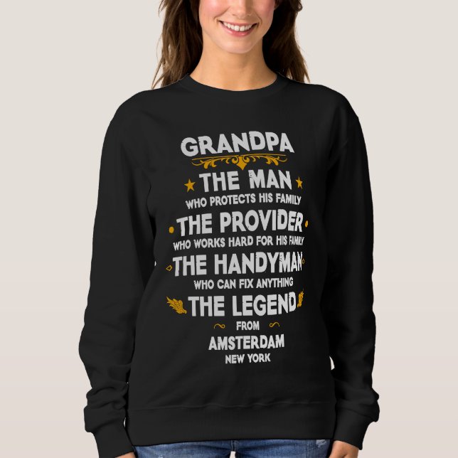 Moletom Grandpa family Quote USA City Amsterdam New York (Frente)