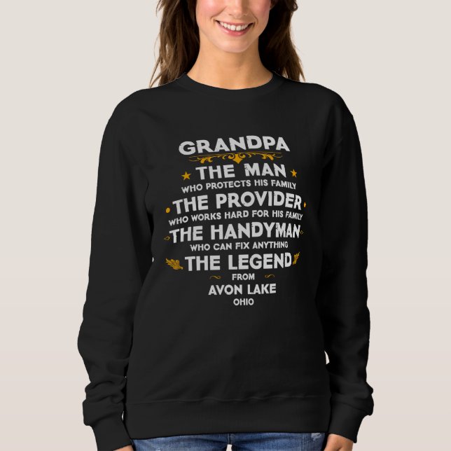 Moletom Grandpa family Quote USA City Avon Lake Ohio (Frente)