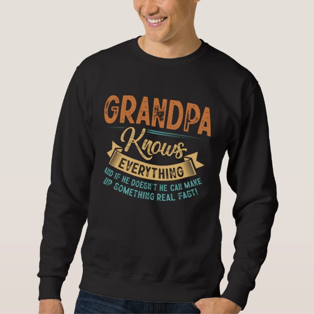 Moletom Grandpa Knows Everything  Father s Day (Frente)