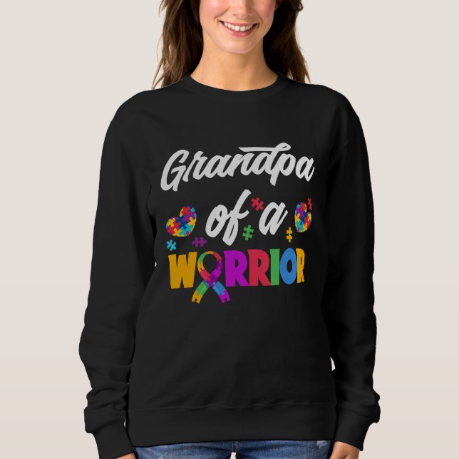Moletom Grandpa Of A Warrior Autistic Grandchild Autism Gr (Frente)