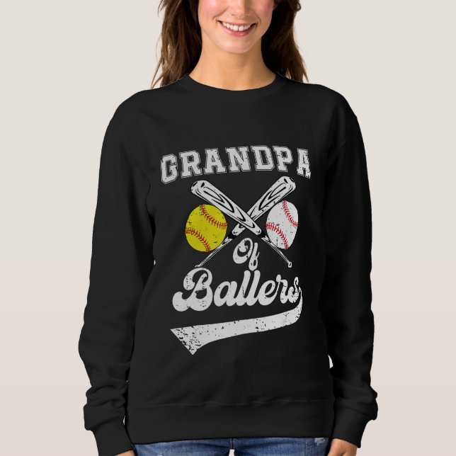 Moletom Grandpa Of Ballers Softball Baseball Player Father (Frente)