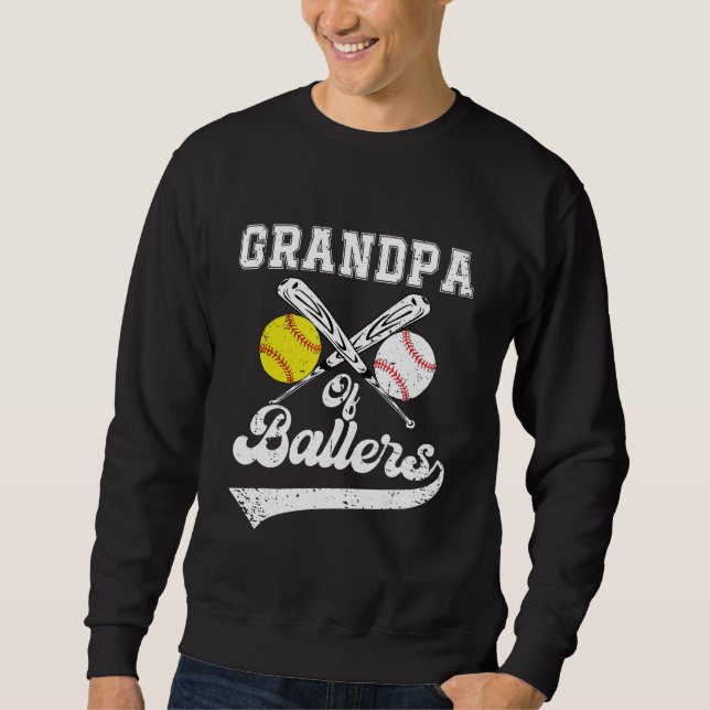 Moletom Grandpa Of Ballers Softball Baseball Player Father (Frente)